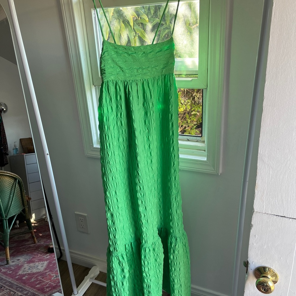 Zara Green Maxi Dress with Spaghetti Straps